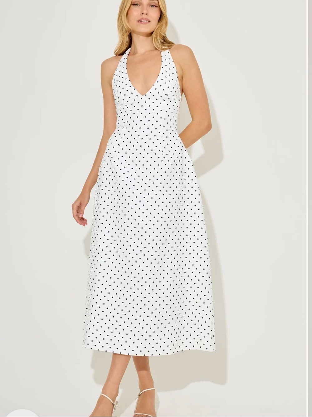 Odd Muse Volume Midi Dress, Dark Navy Polka Dots, worn once, M or size 6